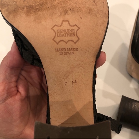 Vintage David Aaron Womens Black Mary Jane Ankle Strap Block Heels Sz 7 Spain - Picture 10 of 14